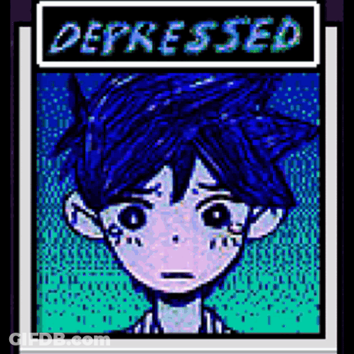 Depressed Pixel Art Boy With Blue Hair GIF