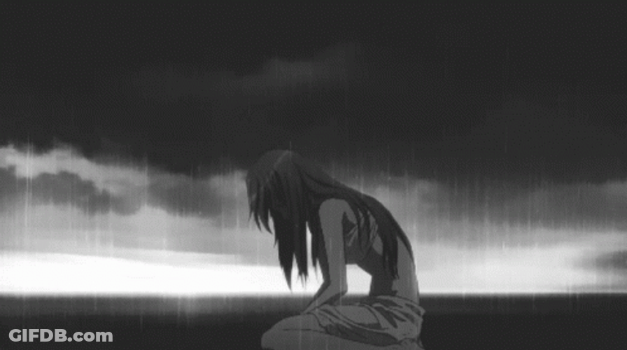 Depressed Sad Anime Alone In The Rain GIF