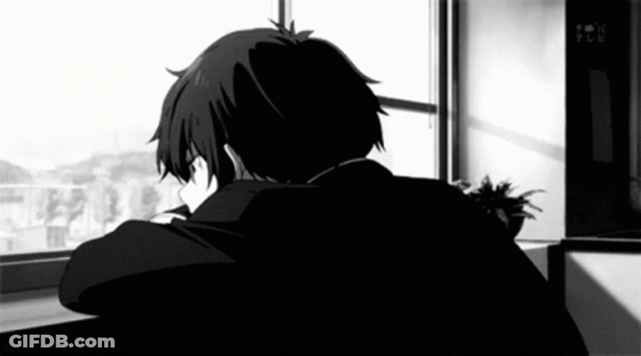 Depressed Sad Anime Boy Looking Out GIF