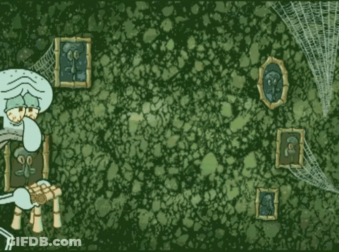 Depressed Squidward Noose Pulling Bird GIF