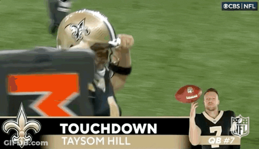Derek Carr Running Toward Taysom Hill GIF