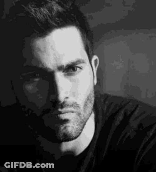 Derek Hale Black And White Listening Look GIF
