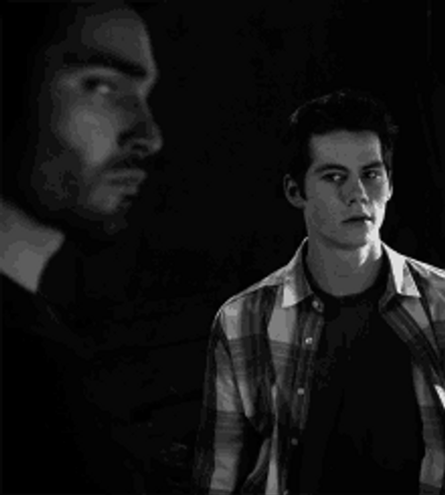 Derek Hale Logan Lerman Black And White Look GIF