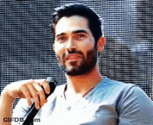 Derek Hale Mean Mug Interview Microphone GIF