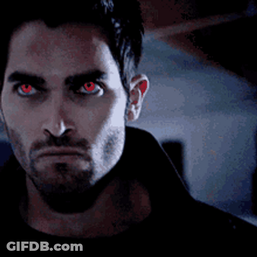 Derek Hale Neck Stretch Fang Reveal Vampire GIF