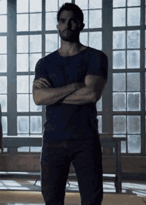 Derek Hale Standing Arms Folded Serious GIF