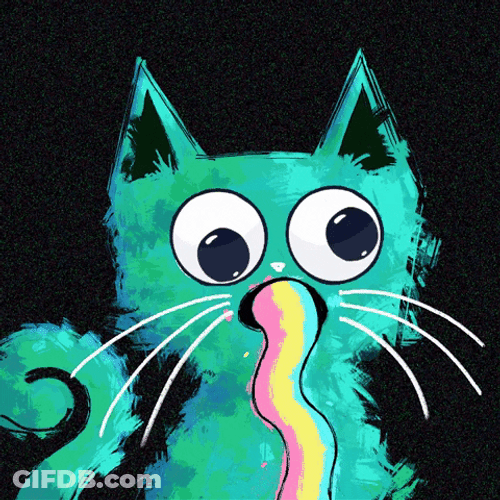 Derp Eyes Puking Animated Cat GIF