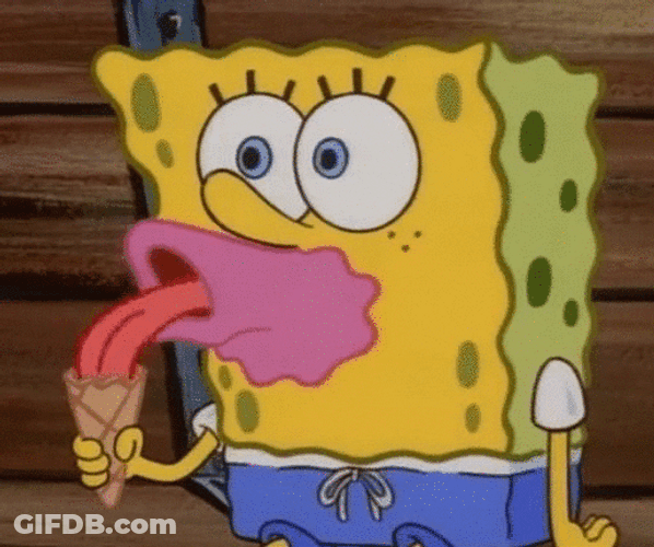 Derp Face Slurping Ice Cream SpongeBob GIF