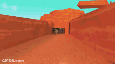 Desert Landscape Pyramids Palm Trees Blue Sky GIF