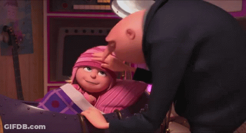 Despicable Me Character Petting Sleeping Girl GIF