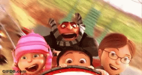 Despicable Me Characters Riding Roller Coaster GIF