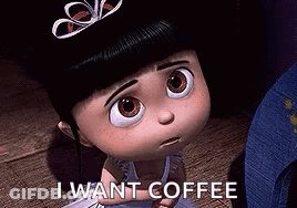 Despicable Me Girl In Tiara Says I Want Coffee GIF