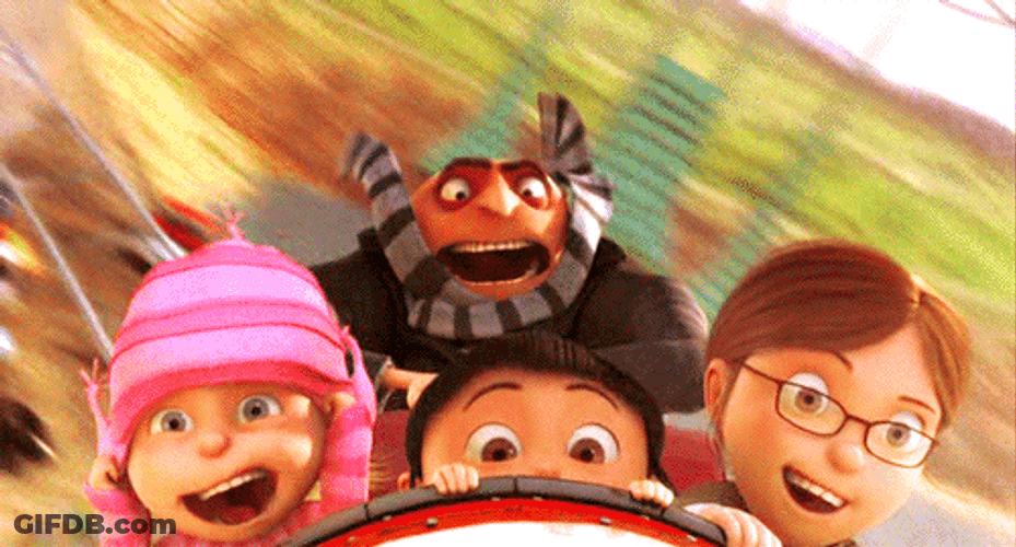 Despicable Me Gru Margo Agnes Edith Roller Coaster GIF