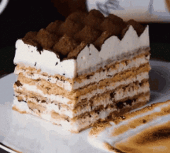 Dessert Slice Of Tiramisu Cake GIF