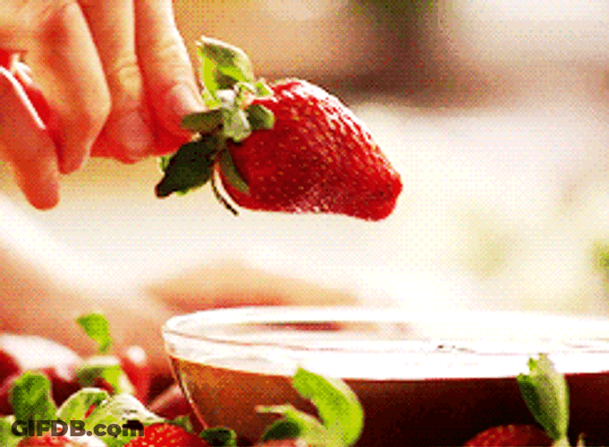 Dessert Strawberry Dipping In Choco GIF