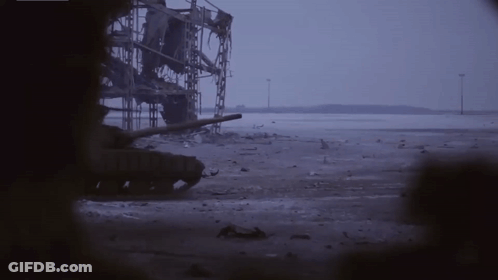 Destroyed Building With Tank GIF