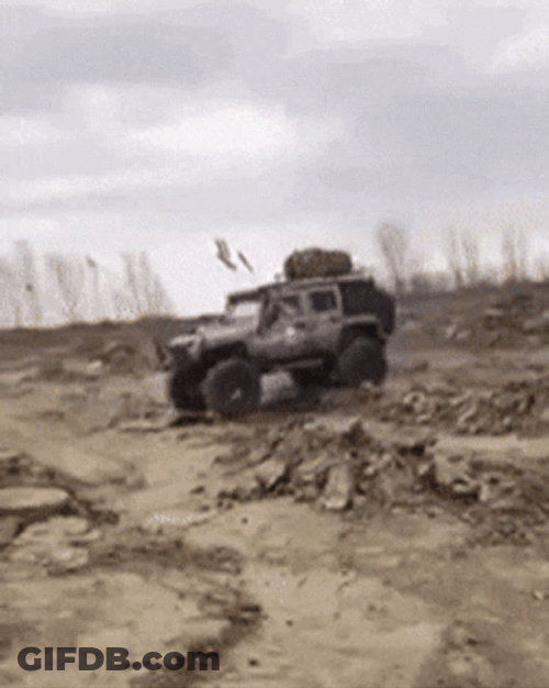 Destroyed Jeep Hump Fail GIF
