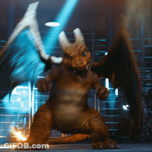 Detective Pikachu Charizard Breathing Fire GIF