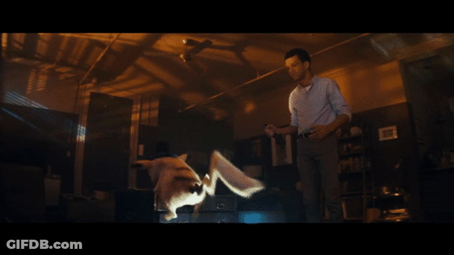 Detective Pikachu Climbing Small Staircase GIF