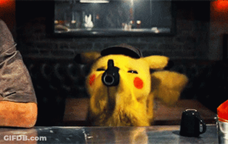 Detective Pikachu Drinking From Mug GIF