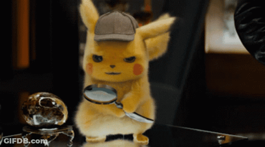 Detective Pikachu Holding Magnifying Glass GIF