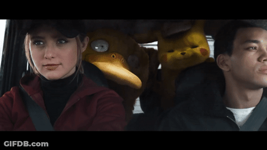Detective Pikachu Lucy Stevens Harry Goodman Psyduck GIF