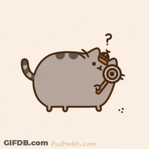 Detective Pusheen Cat Observing GIF