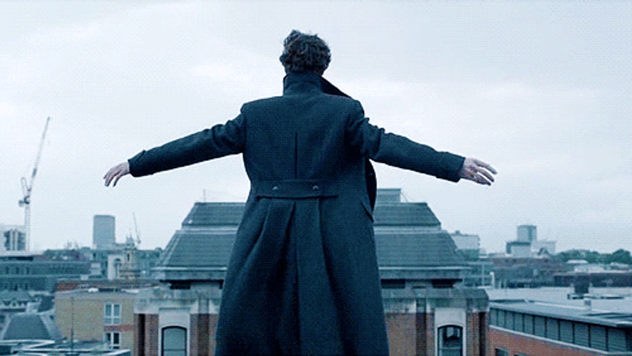Detective Sherlock Holmes Falling Off Building GIF