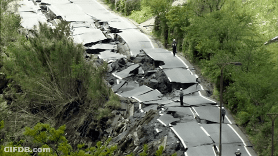Devastated Road Earthquake GIF