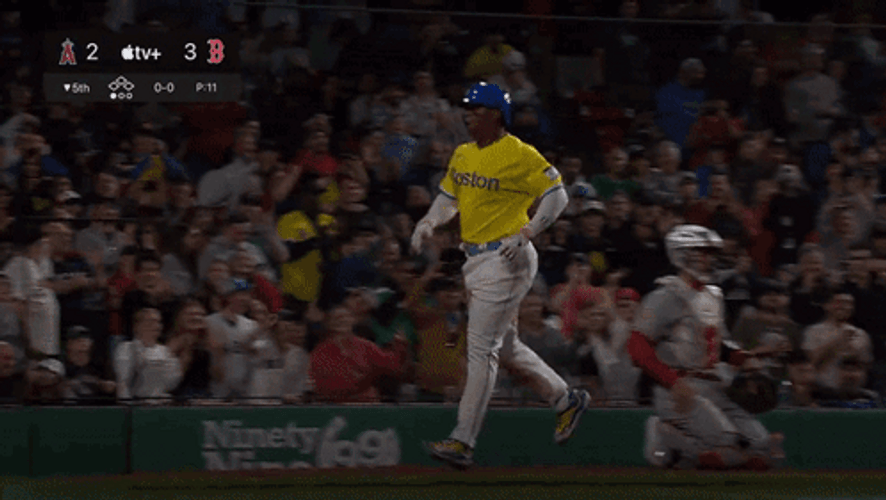 Devers Engaging With The Crowd GIF