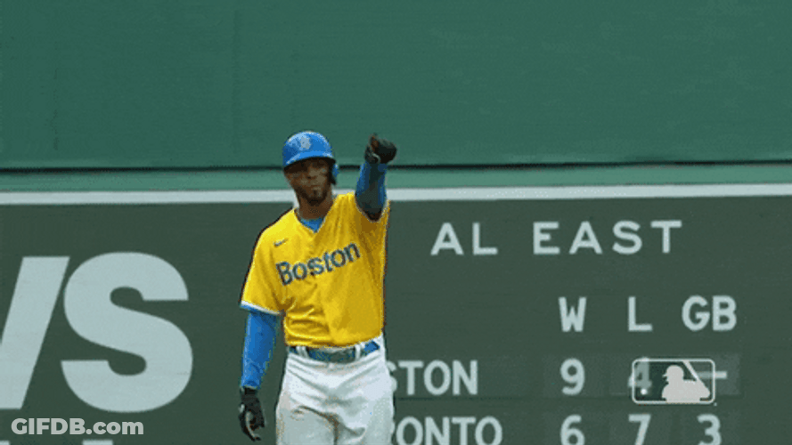 Devers In Yellow Uniform GIF