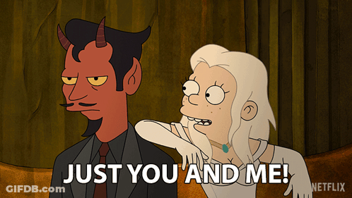 Devil And Woman Saying Just You And Me GIF