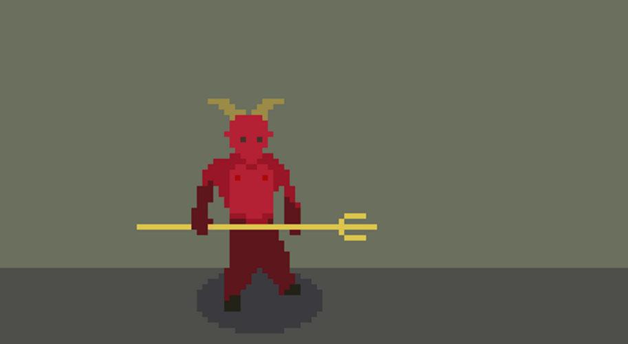 Devil Animation Pushing Sword GIF
