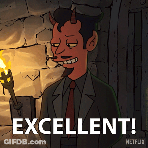 Devil Holding Torch Saying Excellent GIF