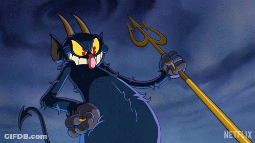 Devil Holding Trident Saying Hellooo GIF