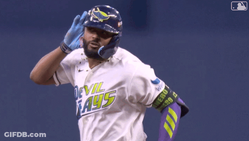Devil Rays Baseball Player With Helmet And Gloves GIF