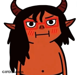 Devil With Horns And Glasses Showing H GIF