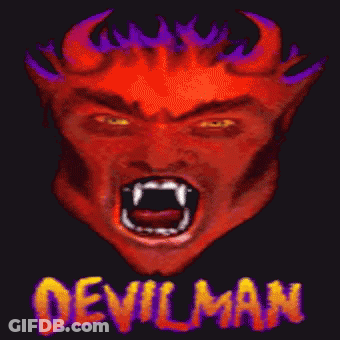Devilman Logo With A Devil With Purple Horns GIF