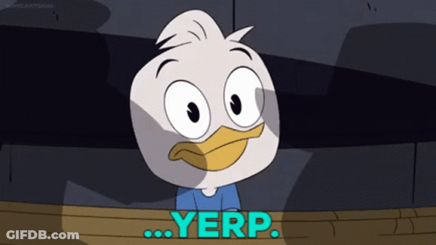 Dewey Duck Nervous Swallow GIF