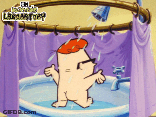 Dexter From Dexter Laboratory Showering GIF