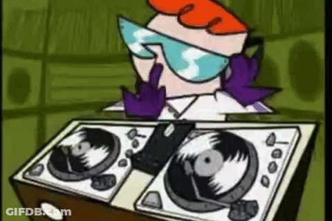 Dexter From Dexter's Laboratory Playing Record On Turntable GIF