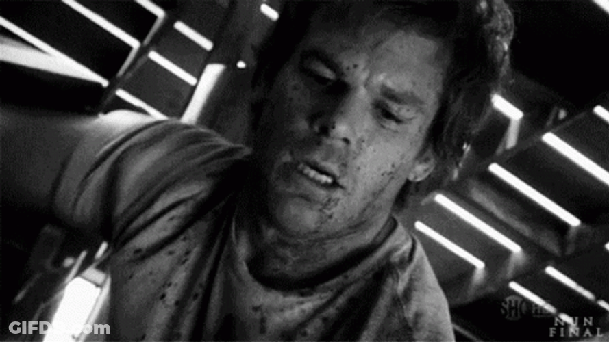 Dexter Morgan Black And White Hitting A Victim GIF