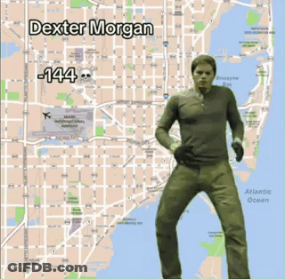 Dexter Morgan In Front Of Miami Map GIF