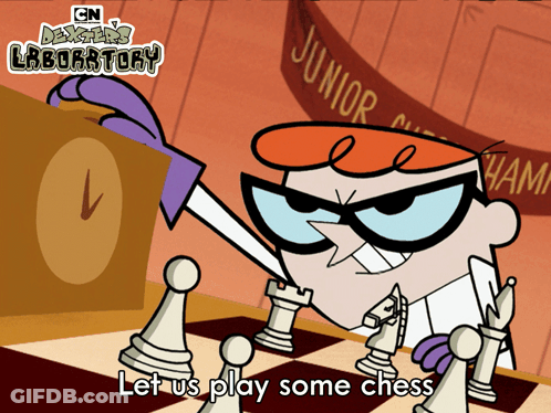 Dexter's Laboratory Cartoon Playing Chess GIF