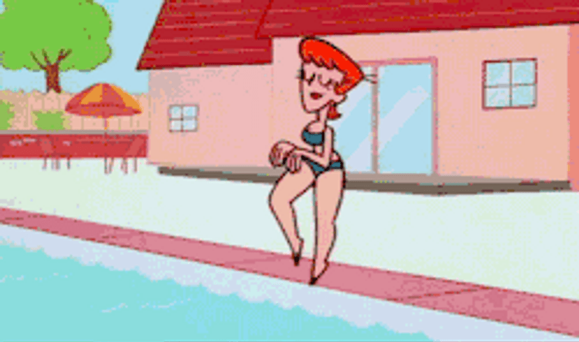Dexter's Laboratory Funny Pool Push GIF