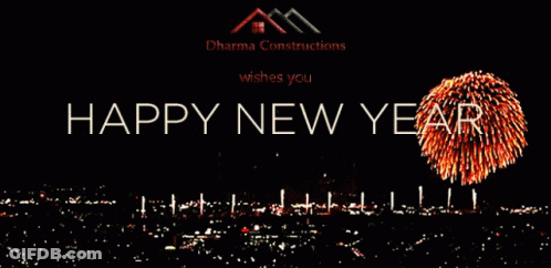 Dharma Constructions Wishes You Happy New Year With Fireworks GIF