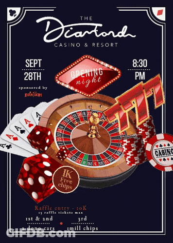 Diamond Casino Roulette Dice Poker Chips GIF