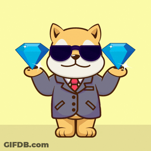 Diamond Hands Cartoon Shiba Inu GIF