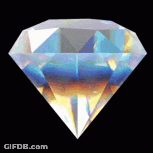 Diamond On Black Background With Blue And Yellow Reflection GIF