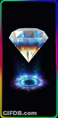 Diamond Surrounded By Rainbow Frame GIF